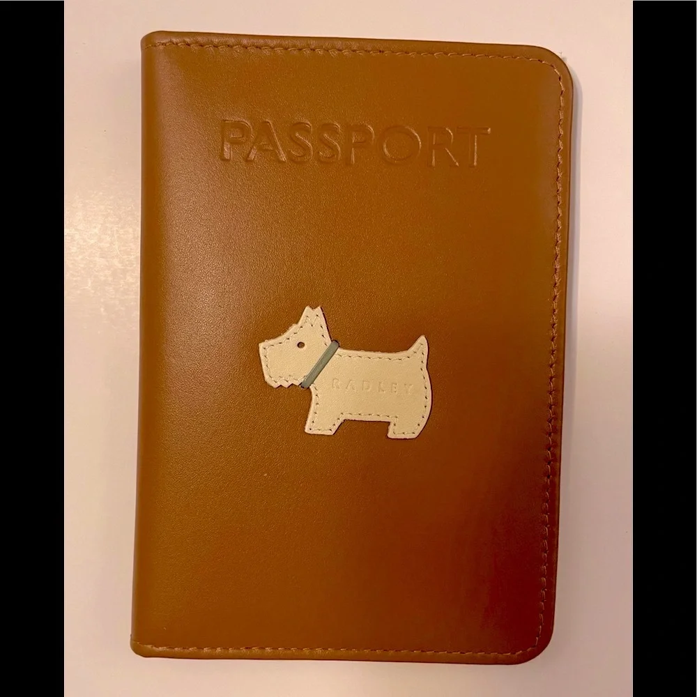 New Radley London Leather Passport Cover - DOG LOVERS